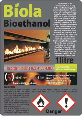 48L Biola Premium Bioethanol Fuel. Clean and Odour Free Fireplace Fuel